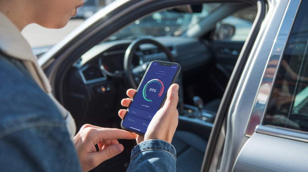 Car on road with fuel-efficient driving techniques